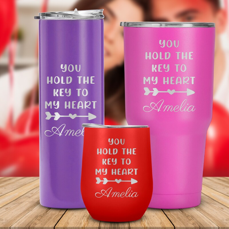Customized Tumbler You Hold The Key to My Heart Gift for Mommy, Daddy, Family, Friends on Birthday, Anniversary, Mother's Day, Father's Day